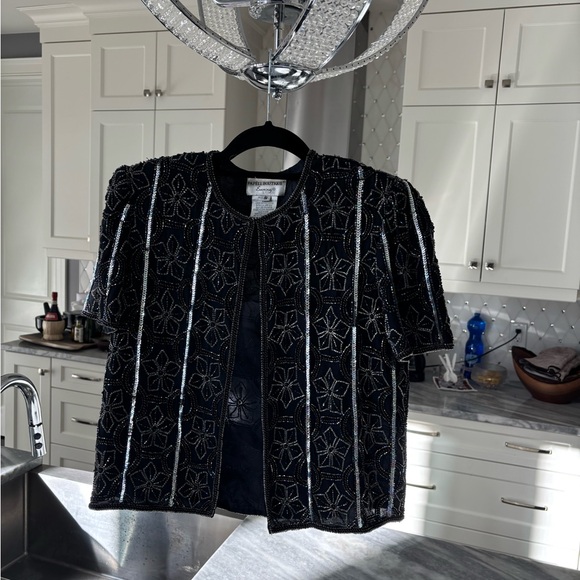Elegant gala event little black beaded dinner, jacket size small vintage beaded🍾 - Picture 4 of 12